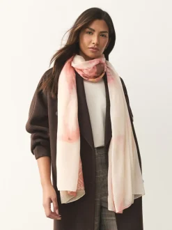 Roze met bloemenprint - Dunne plissé sjaal
