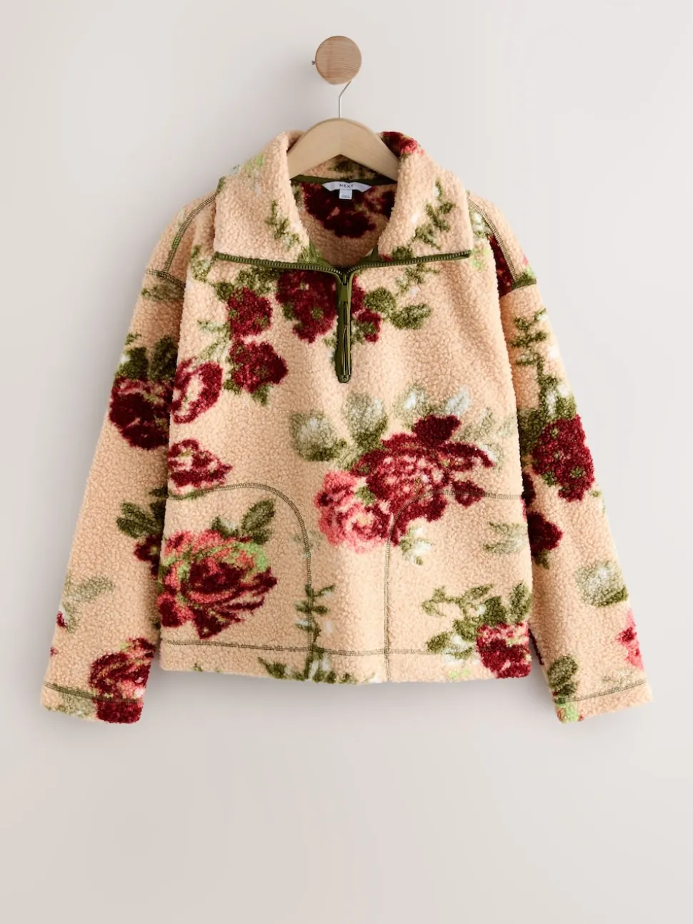 Roze met bloemenprint - Soft Touch Knusse Teddy Borg Kwartrondrits Fleece