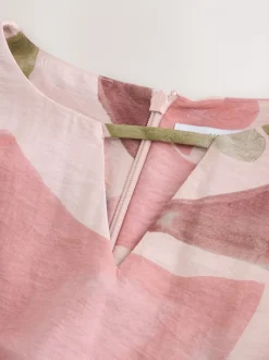 Roze met bloemenprint - V-Neck 3/4 Length Sleeve Maxi Kaftan Dress