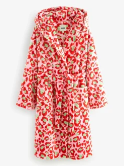 Roze met groen - Eleanor Bowmer Leopard Print Fleece Robe