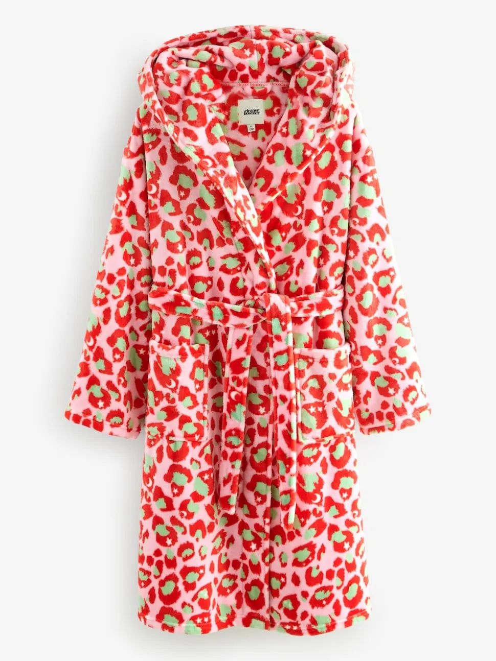 Roze met groen - Eleanor Bowmer Leopard Print Fleece Robe