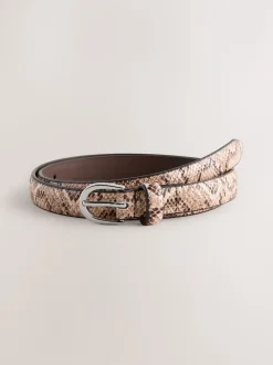 Roze met slangenprint - Smalle PU-riem