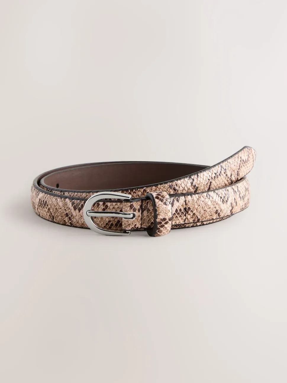 Roze met slangenprint - Smalle PU-riem