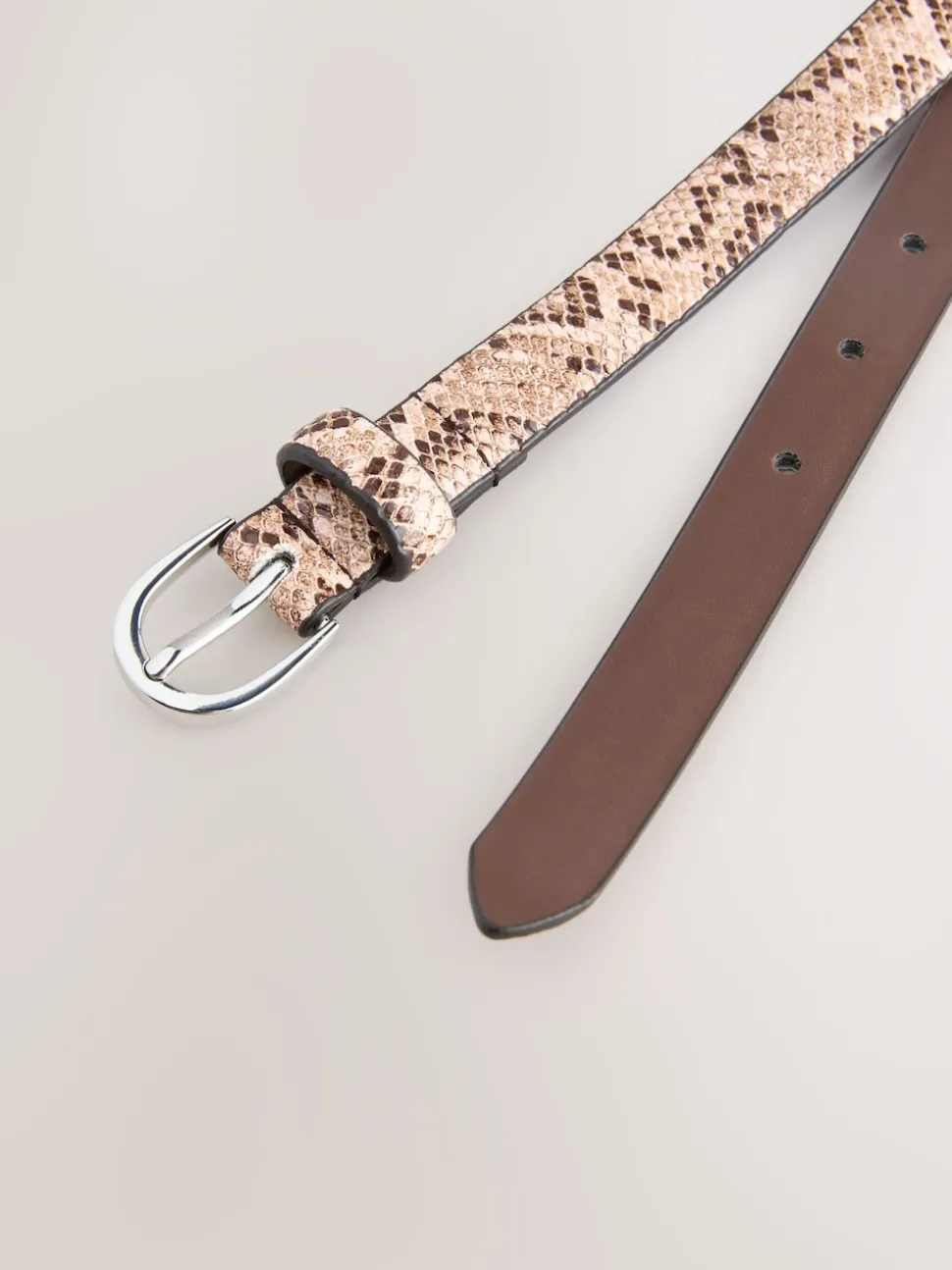 Roze met slangenprint - Smalle PU-riem