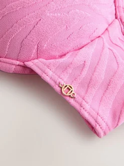 Roze zebraprint met textuur - Bikinibeugeltop met vulling en lage decolleté