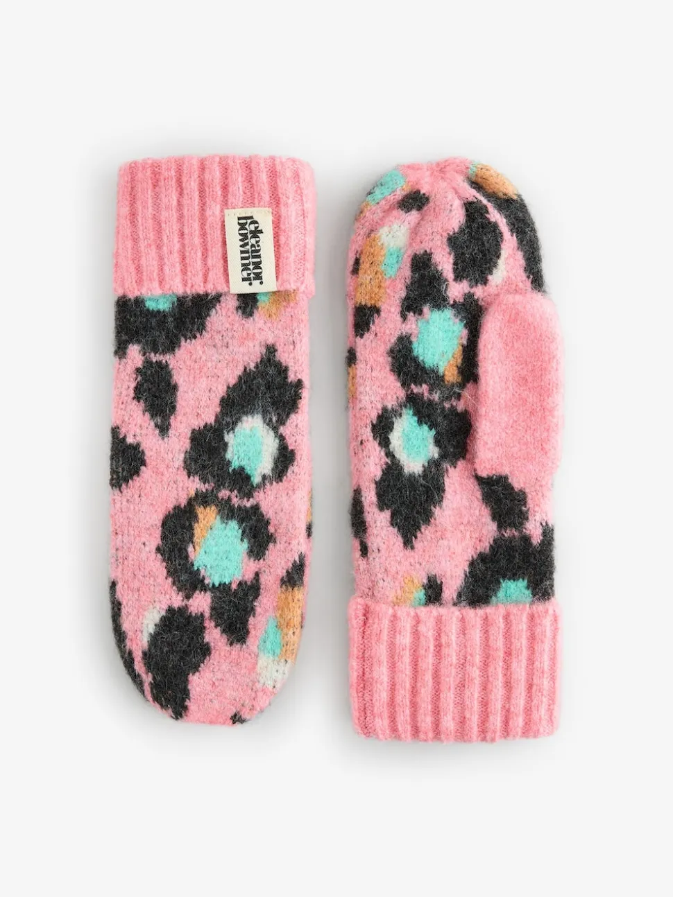 Roze/blauw - Eleanor Bowmer geruite wanten met lippenmotief