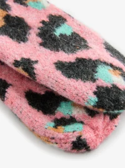 Roze/blauw - Eleanor Bowmer geruite wanten met lippenmotief