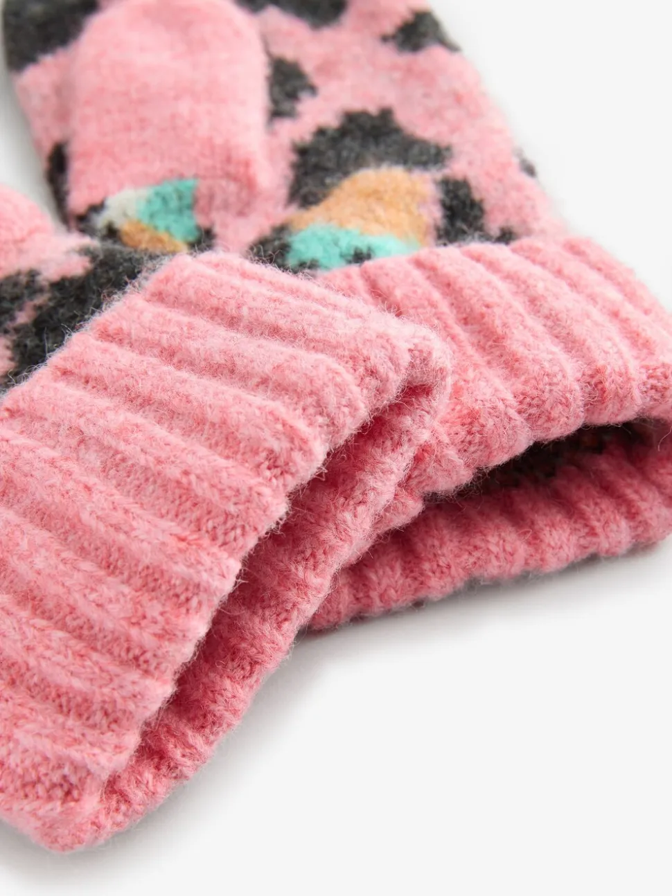 Roze/blauw - Eleanor Bowmer geruite wanten met lippenmotief