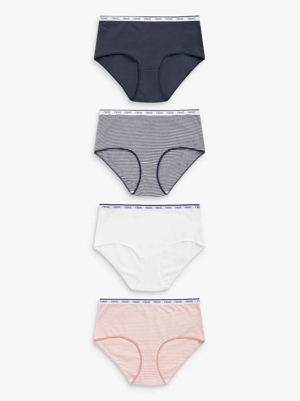 Roze/blauw gestreept - 4 Katoenen slipjes met logotailleband