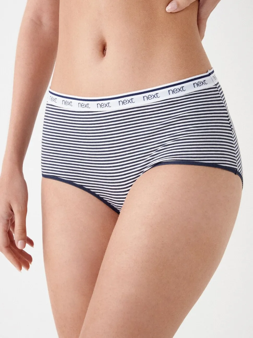 Roze/blauw gestreept - 4 Katoenen slipjes met logotailleband