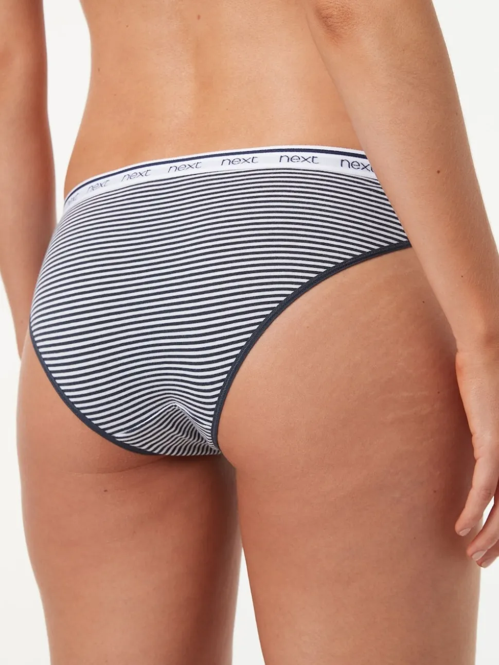 Roze/blauw gestreept - 4 Katoenen slipjes met logotailleband