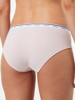 Roze/blauw gestreept - 4 Katoenen slipjes met logotailleband