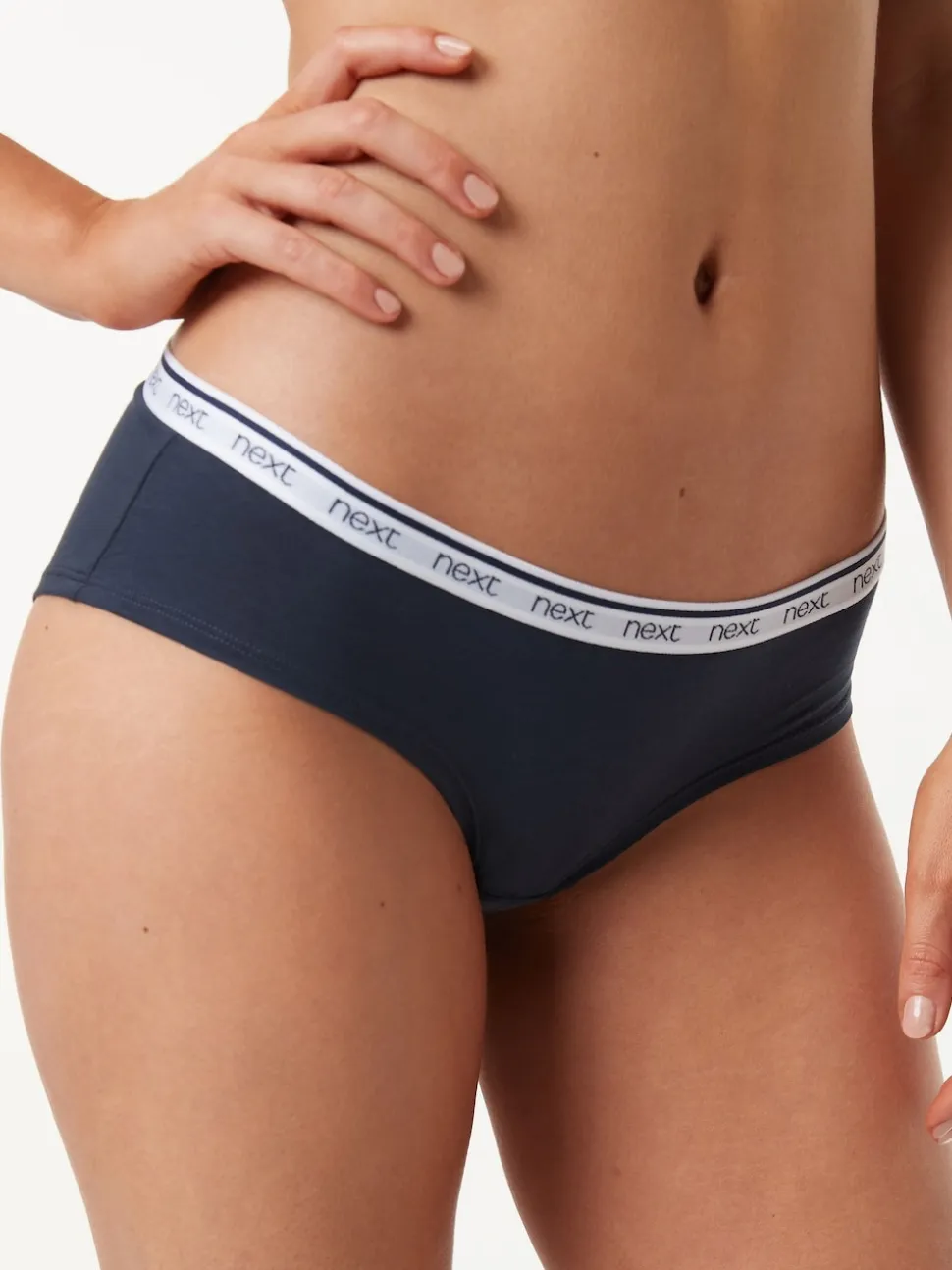 Roze/blauw gestreept - 4 Katoenen slipjes met logotailleband
