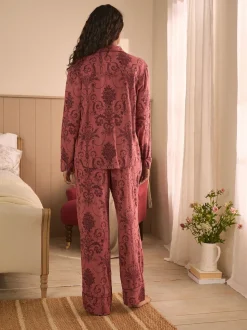 Roze/Bordeaux - Laura Ashley Josette pyjama met knopen