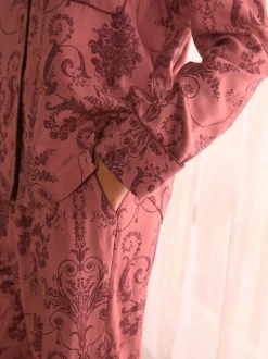 Roze/Bordeaux - Laura Ashley Josette pyjama met knopen