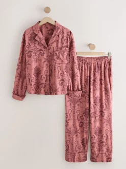 Roze/Bordeaux - Laura Ashley Josette pyjama met knopen