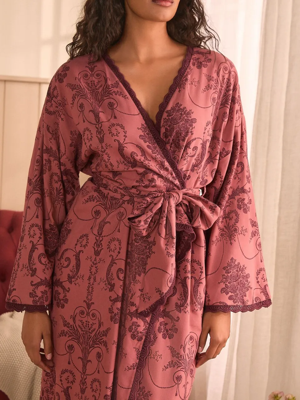 Roze/Bordeaux - Laura Ashley Josette badjas