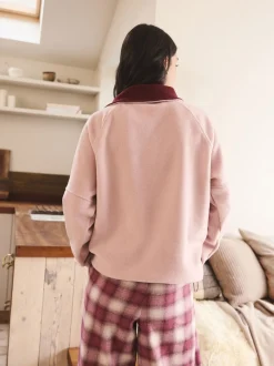 Roze/Bordeauxrood - Half Zip Graphic Fleece