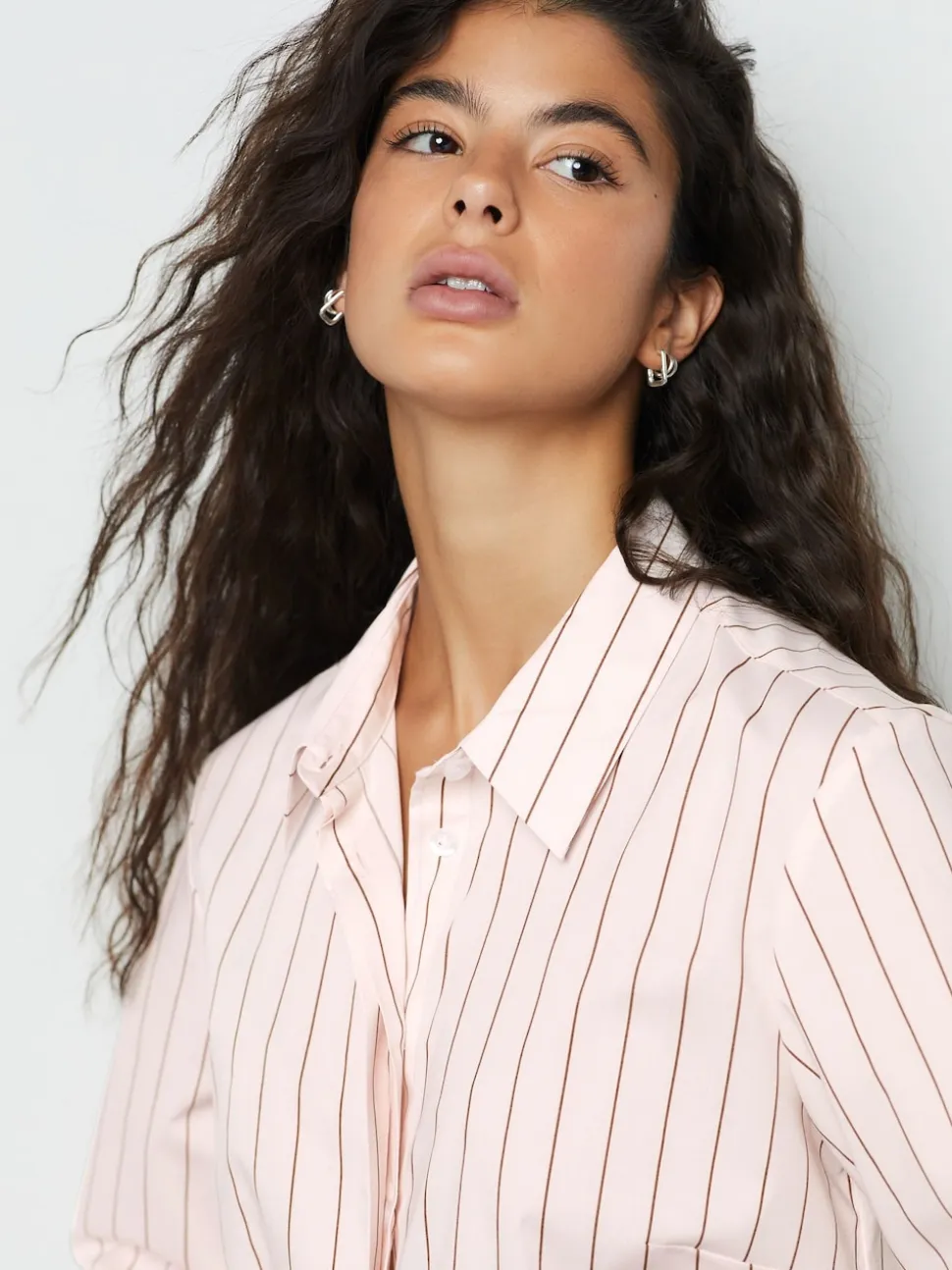 Roze/bruin - Fitted Stretch Essential Long Sleeve Shirt