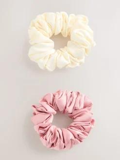 Roze/ecru - Oversized Scrunchies 2 Pack