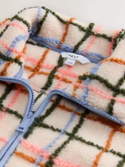 Roze/ecru geruit - Soft Touch Knusse Teddy Borg Kwartrondrits Fleece