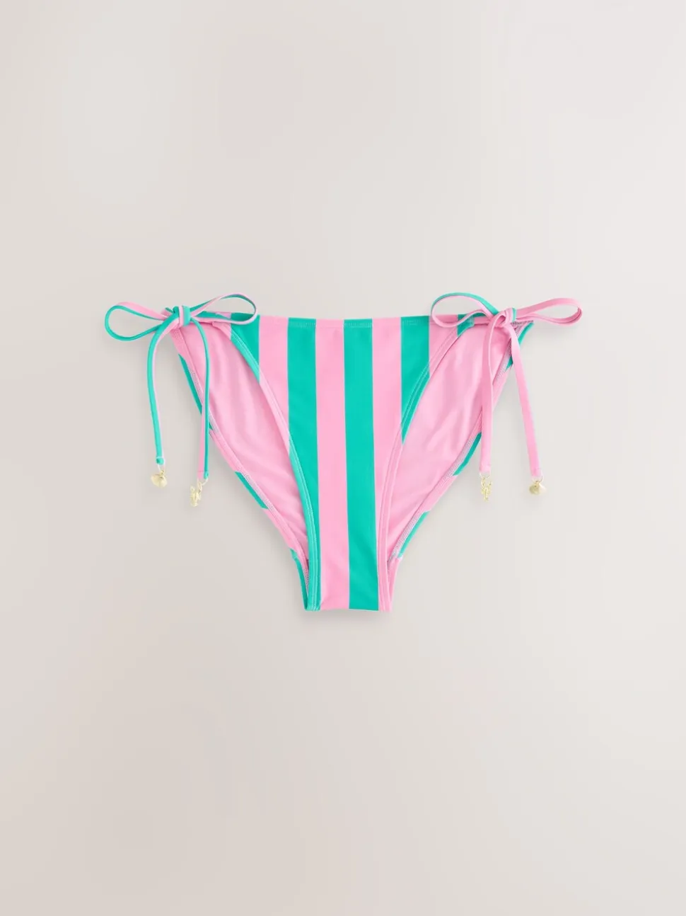 Roze/groene strepen - Bikinibroekje met gestrikte zijkant