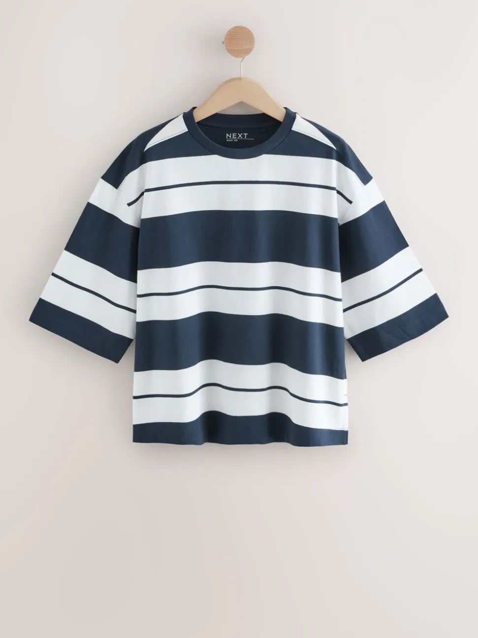 Roze/kaki/Strepen - T-shirts met ronde hals en driekwart mouwen van 100% katoen, set van 3