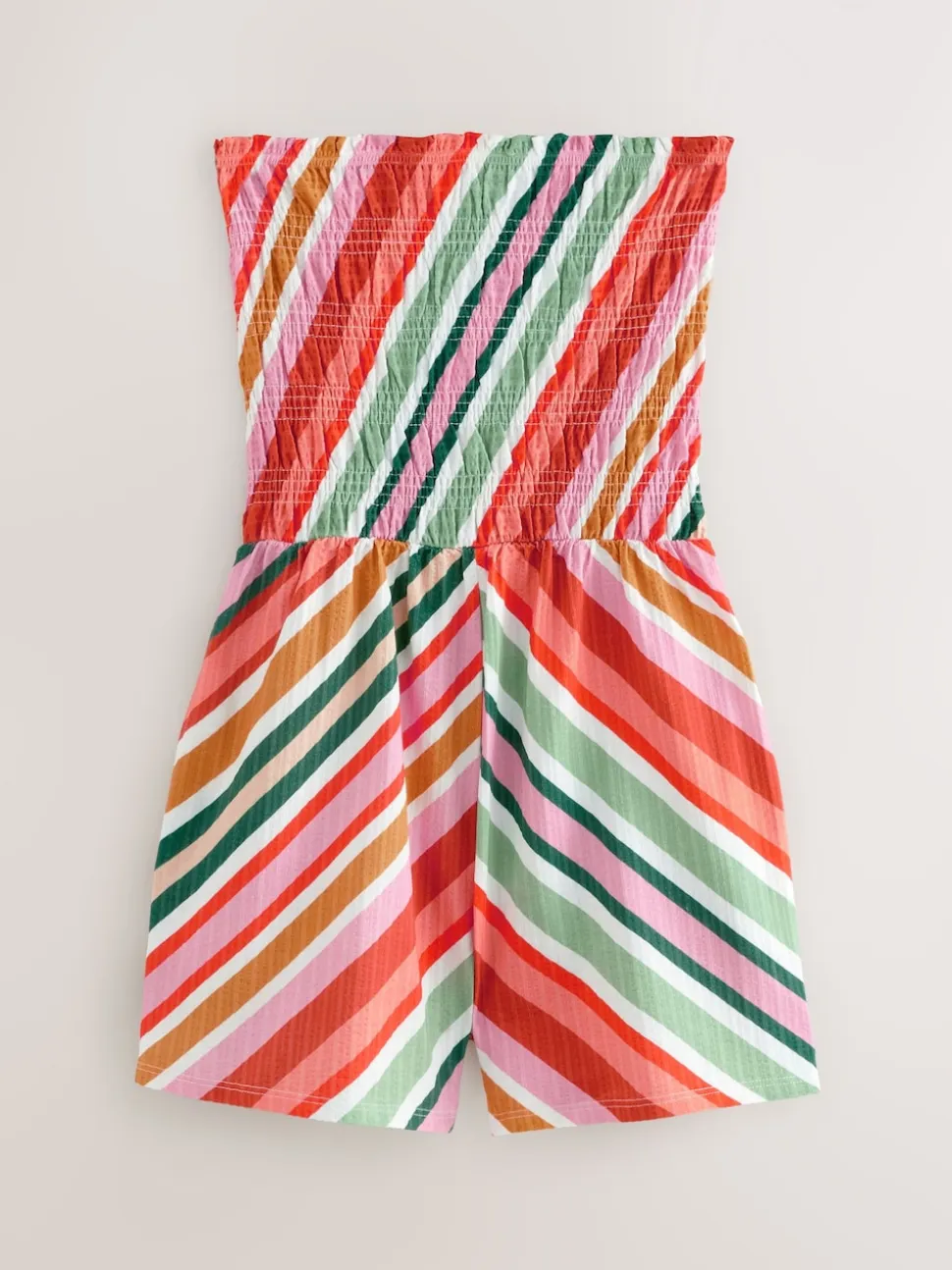 Roze/oranje - Bandeau playsuit met plooien