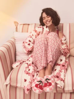 Roze/rood - Check Cherry Mule Slippers