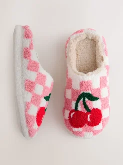 Roze/rood - Check Cherry Mule Slippers