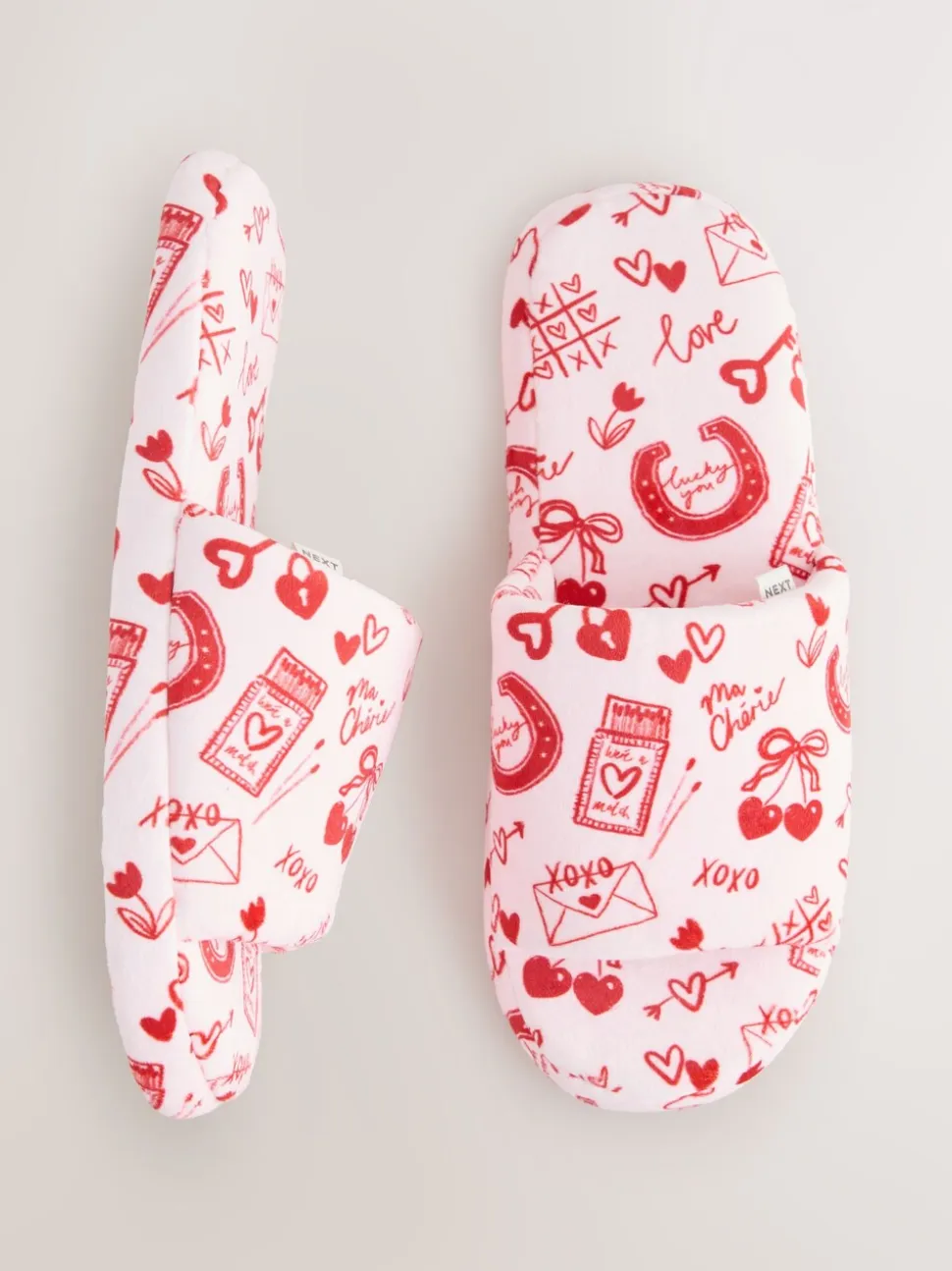 Roze/rood - Heart Plush Slider Slippers