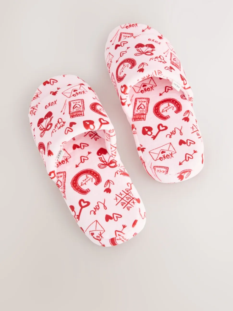 Roze/rood - Heart Plush Slider Slippers