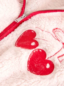 Roze/rood met hart - Borg Full Zip Fleece