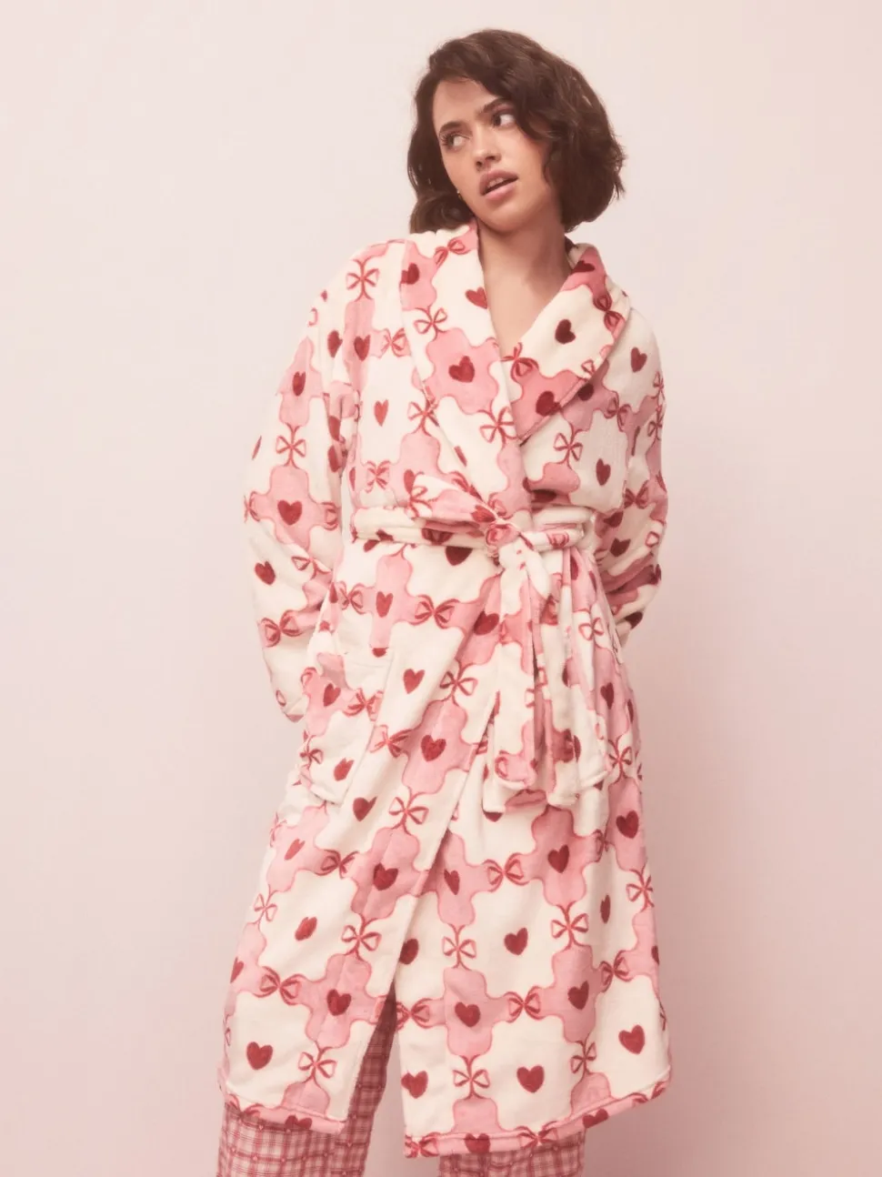 Roze/rood met hart - Superzachte kamerjas