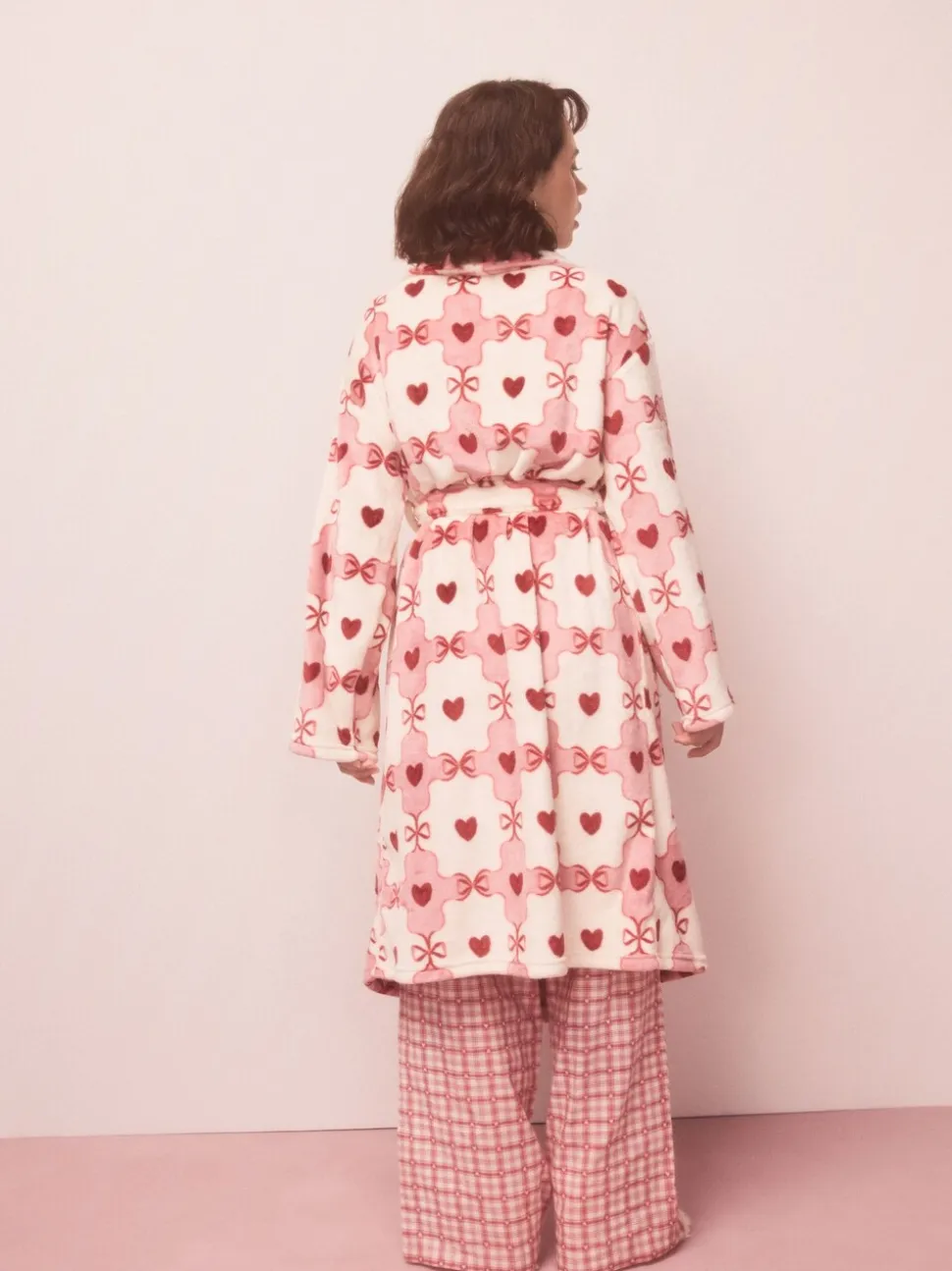 Roze/rood met hart - Superzachte kamerjas