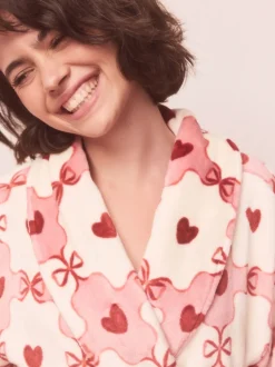 Roze/rood met hart - Superzachte kamerjas