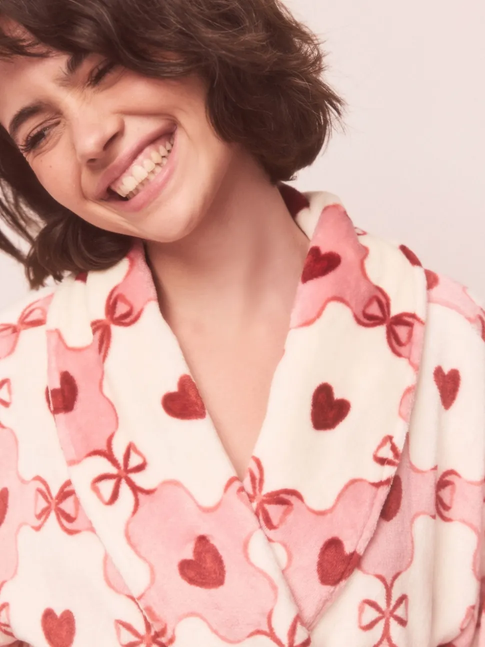Roze/rood met hart - Superzachte kamerjas