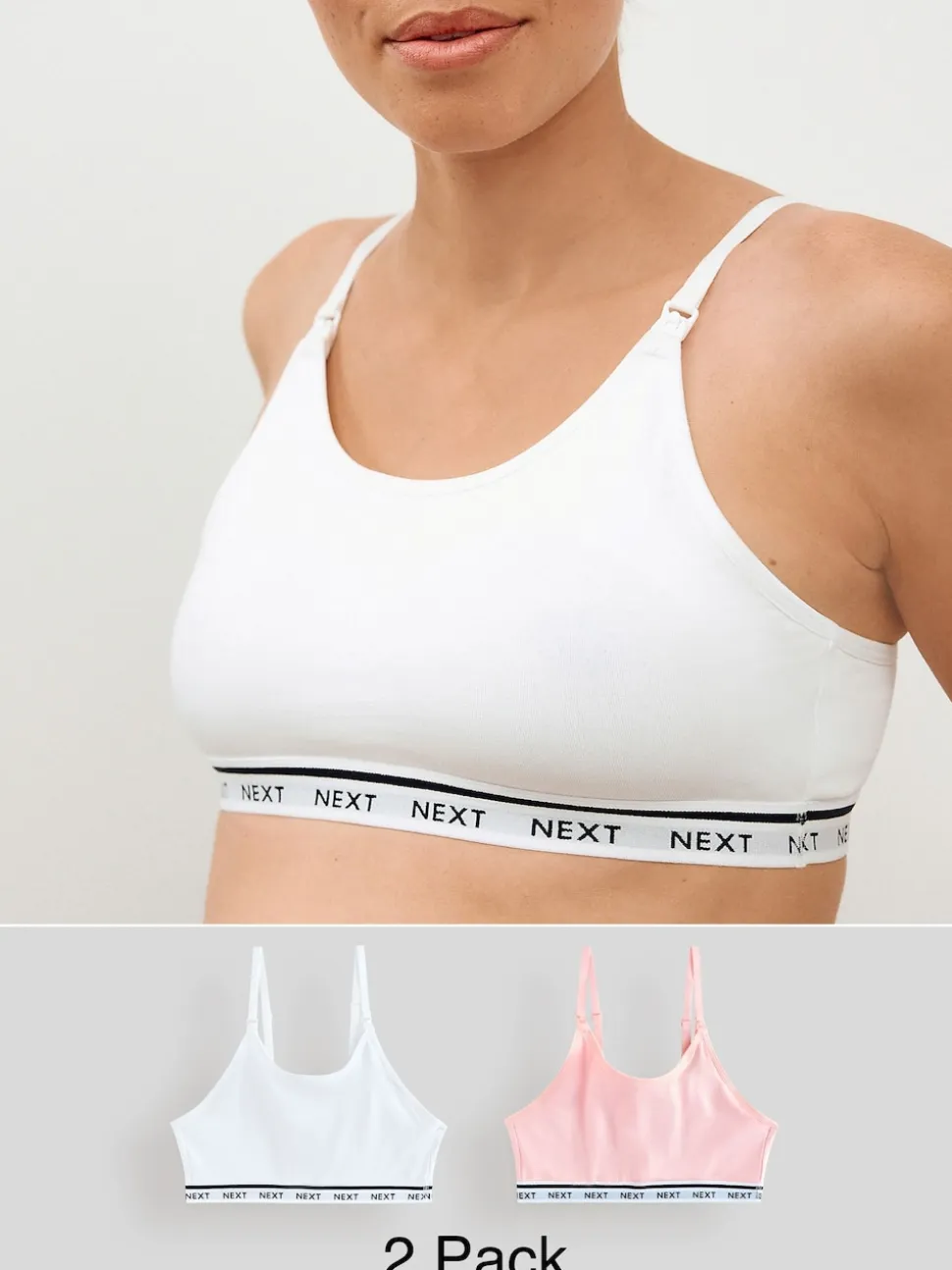 Roze/wit - Zwangerschap en borstvoeding cropped ultiem comfort tops verpakking van 2
