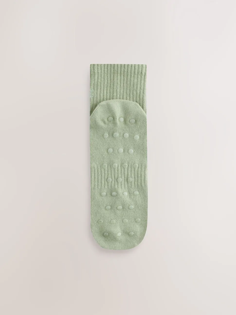 Sage Green/Cream/Grey - self. Cropped Ankle Embroidered Logo Gripper Socks 3 Pack