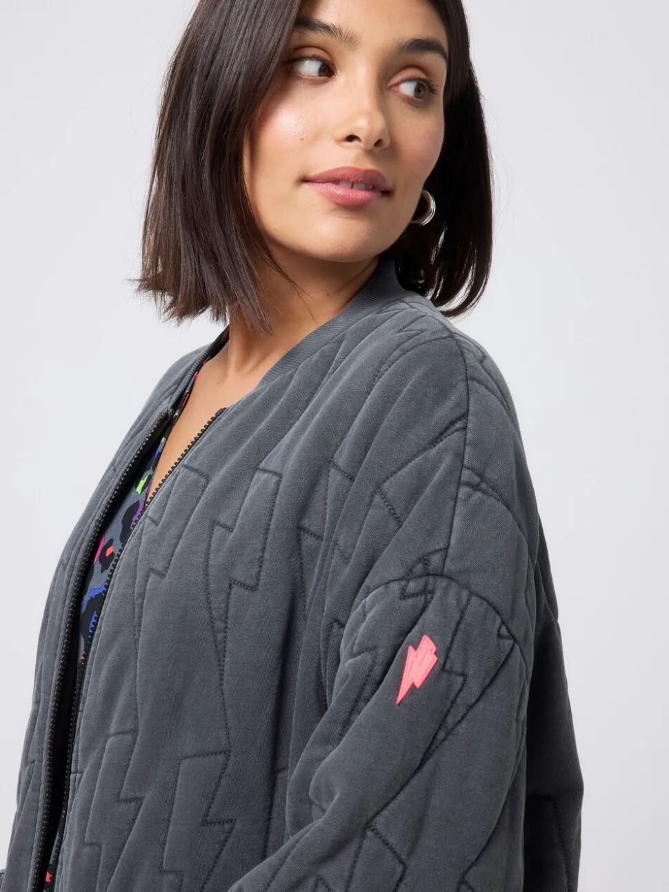 SCAMP & DUDE Quilted Bolt Bomber Jacket Light Washed