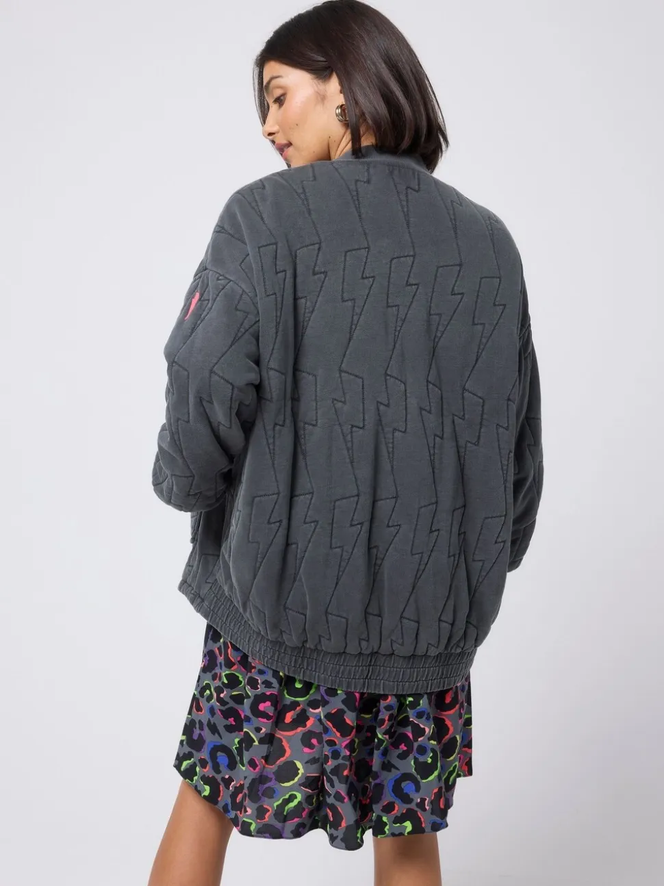 SCAMP & DUDE Quilted Bolt Bomber Jacket Light Washed