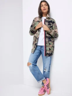 SCAMP & DUDE Shacket Cotton Camo Print