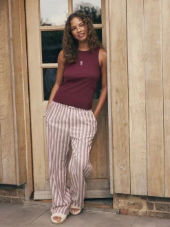 self. Ribbed Vest Top and Long Leg Pyjamas Set