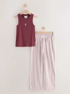 self. Ribbed Vest Top and Long Leg Pyjamas Set