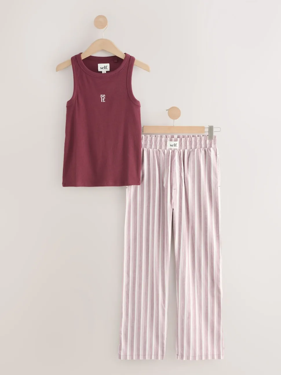 self. Ribbed Vest Top and Long Leg Pyjamas Set