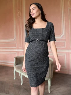 Seraphine A-Line Stretch Tweed Maternity Dress