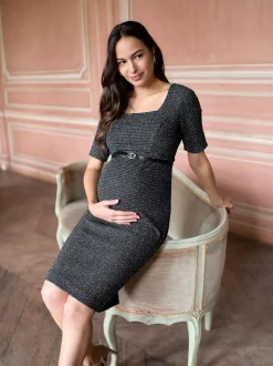 Seraphine A-Line Stretch Tweed Maternity Dress