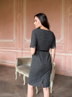 Seraphine A-Line Stretch Tweed Maternity Dress