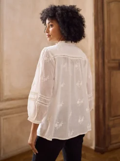 Seraphine Maternity & Nursing Cotton Embroidered Blouse