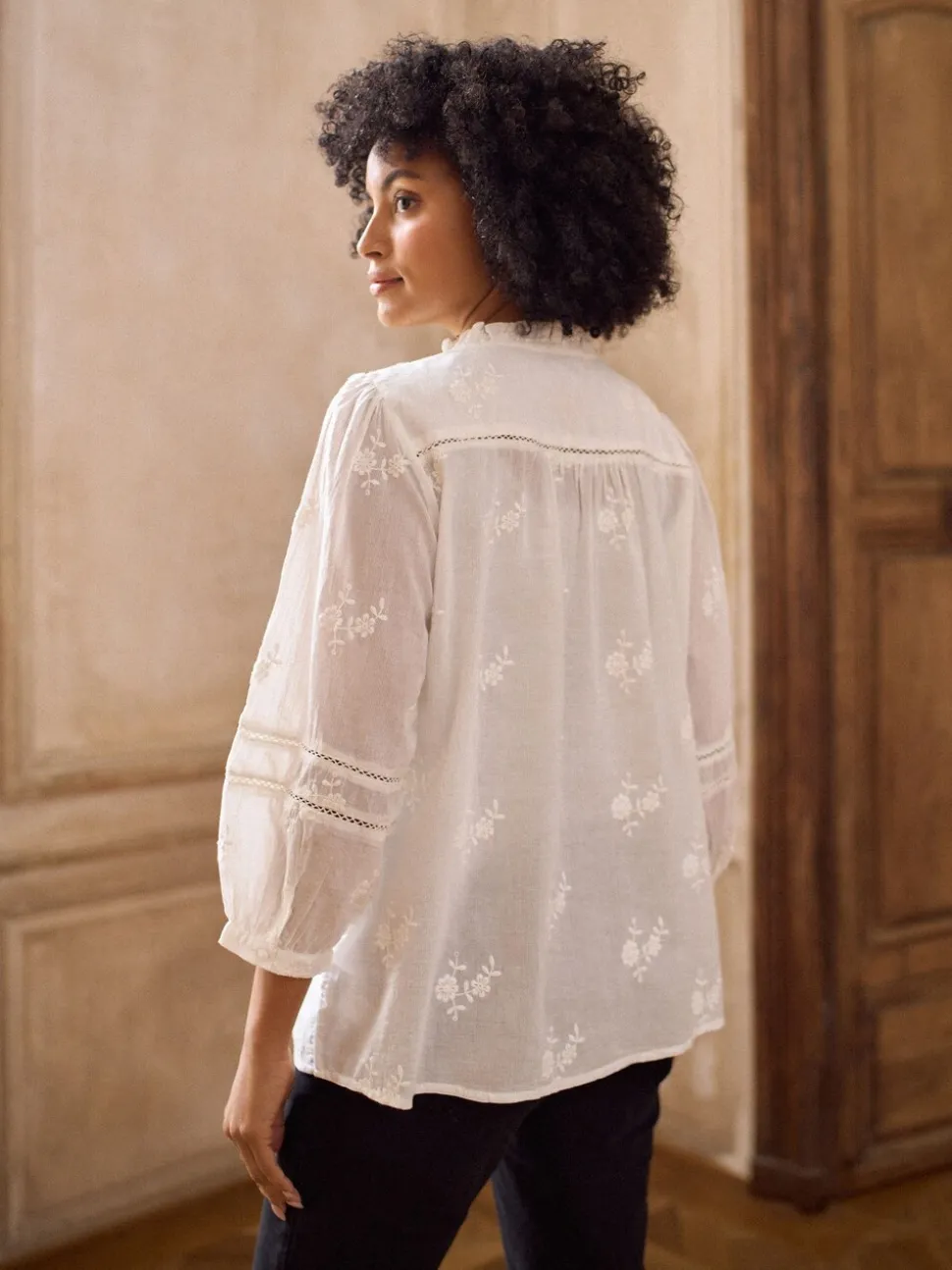 Seraphine Maternity & Nursing Cotton Embroidered Blouse